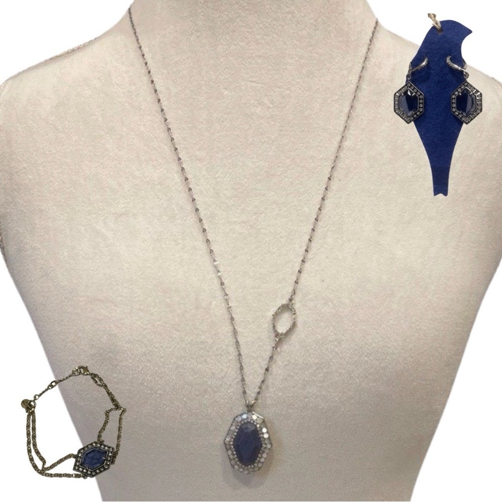 CHLOE + ISABEL || Necklace Bracelet Earrings || Silver Blue Stone